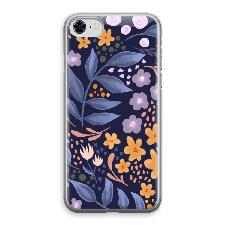 Flowers with blue leaves: iPhone 8 Transparant Hoesje
