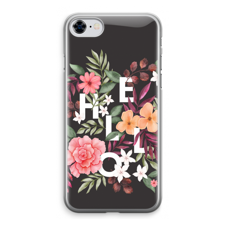 Hello in flowers: iPhone 8 Transparant Hoesje