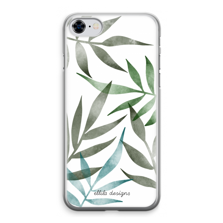 Tropical watercolor leaves: iPhone 8 Transparant Hoesje