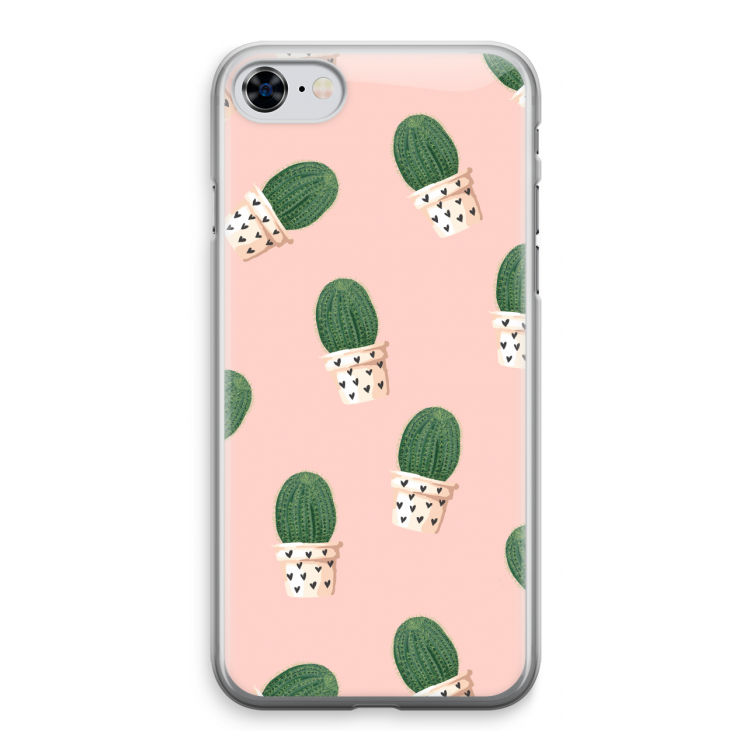 Cactusprint roze: iPhone 8 Transparant Hoesje