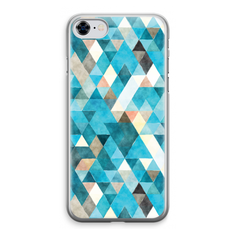 Gekleurde driehoekjes blauw: iPhone 8 Transparant Hoesje