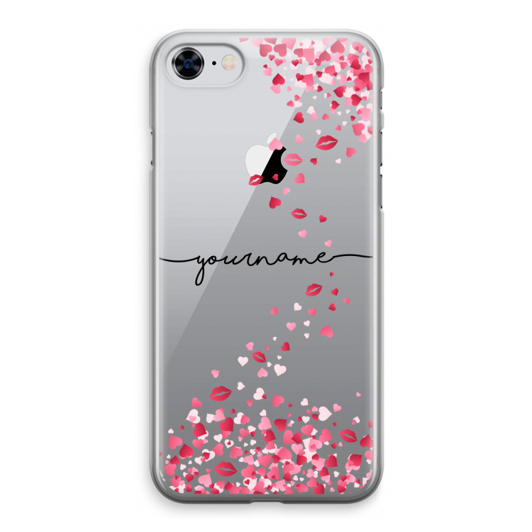 Hartjes en kusjes: iPhone 8 Transparant Hoesje