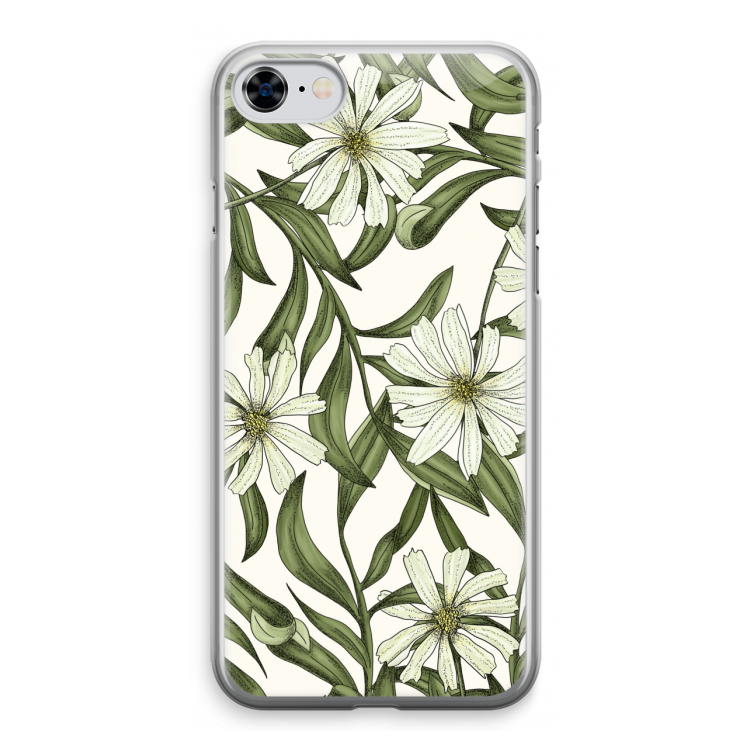 Wit bloemenpatroon: iPhone 8 Transparant Hoesje