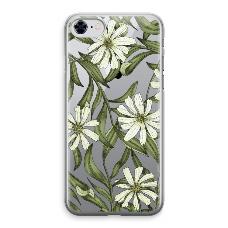 Wit bloemenpatroon: iPhone 8 Transparant Hoesje