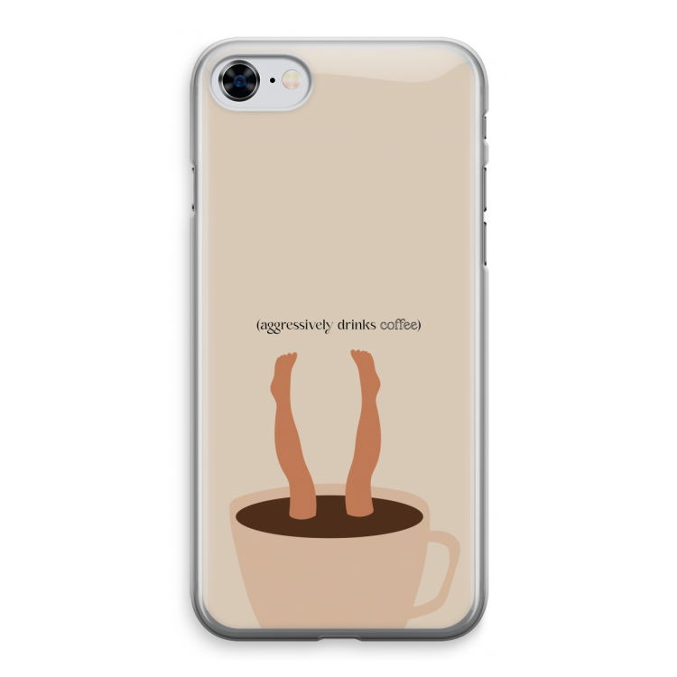 Aggressively drinks coffee: iPhone 8 Transparant Hoesje