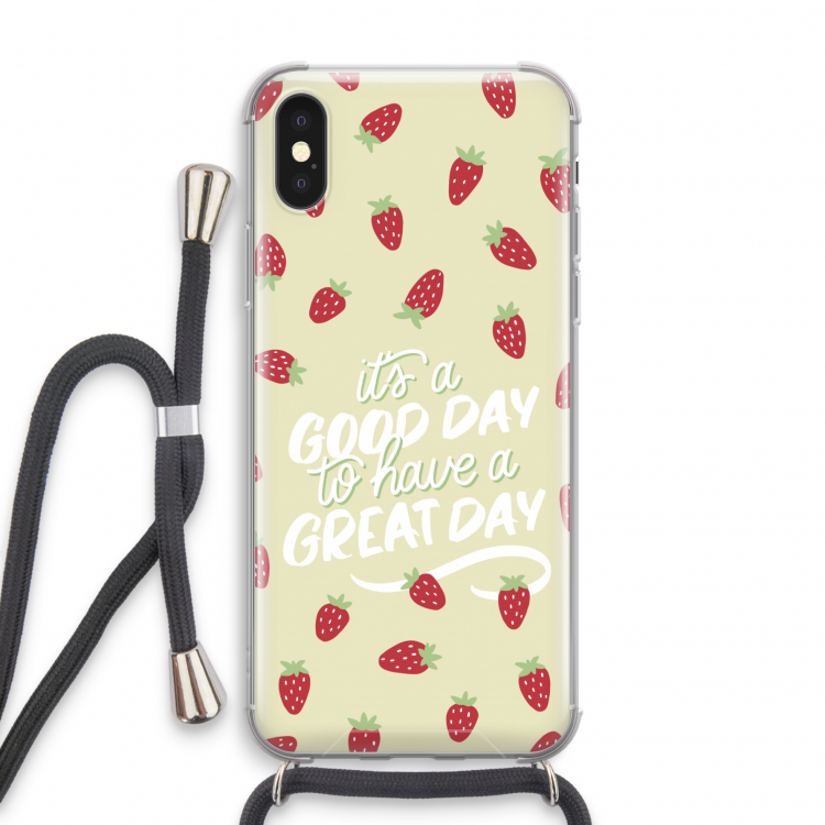 Don't forget to have a great day: iPhone X Transparant Hoesje met koord