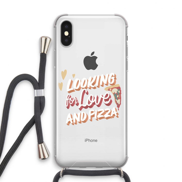 Pizza is the answer: iPhone X Transparant Hoesje met koord