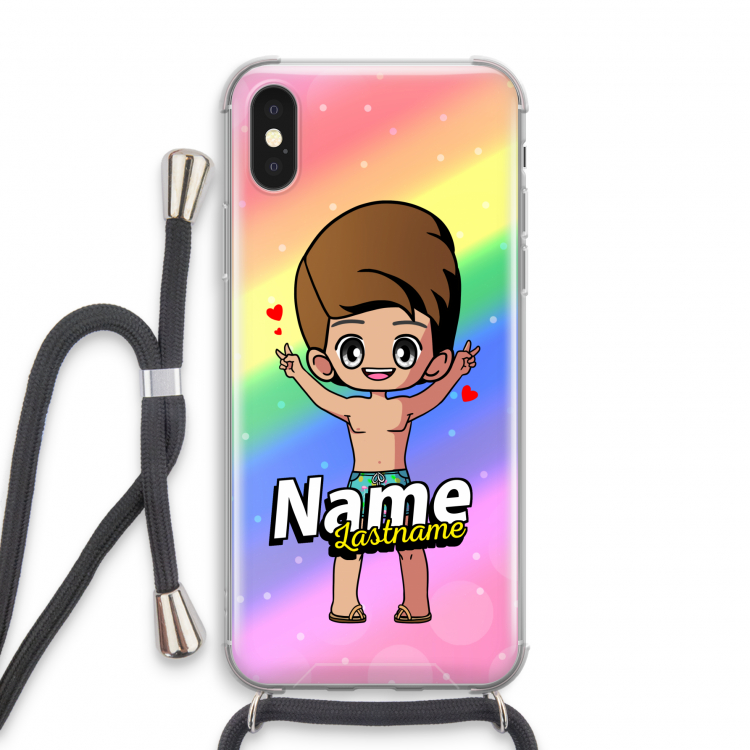 Chibi Maker man: iPhone X Transparant Hoesje met koord