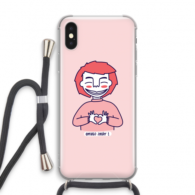 Hartje: iPhone X Transparant Hoesje met koord