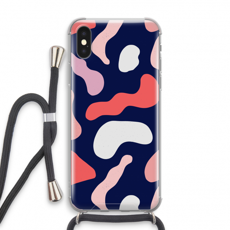 Memphis Shapes Pink: iPhone X Transparant Hoesje met koord