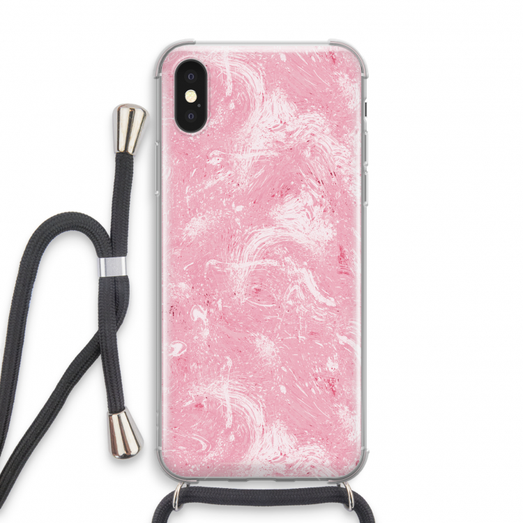 Abstract Painting Pink: iPhone X Transparant Hoesje met koord