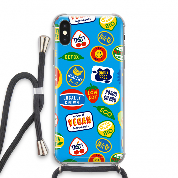 Fruitsticker: iPhone X Transparant Hoesje met koord