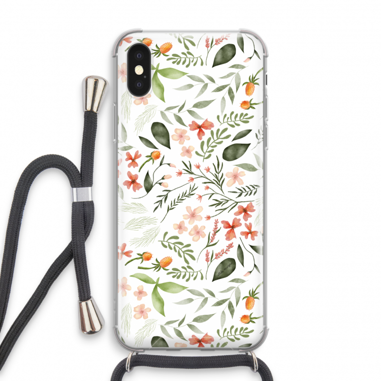Sweet little flowers: iPhone X Transparant Hoesje met koord