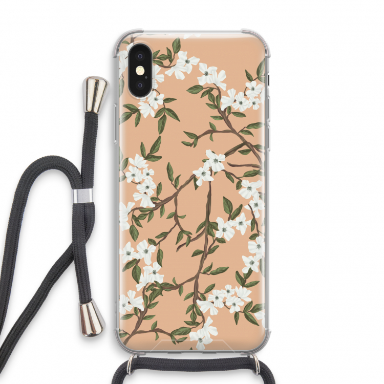 Blossoming spring: iPhone X Transparant Hoesje met koord