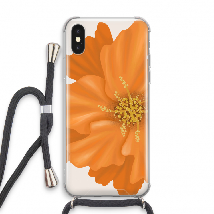 Orange Ellila flower: iPhone X Transparant Hoesje met koord