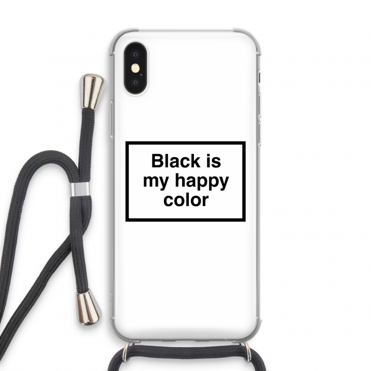Black is my happy color: iPhone X Transparant Hoesje met koord