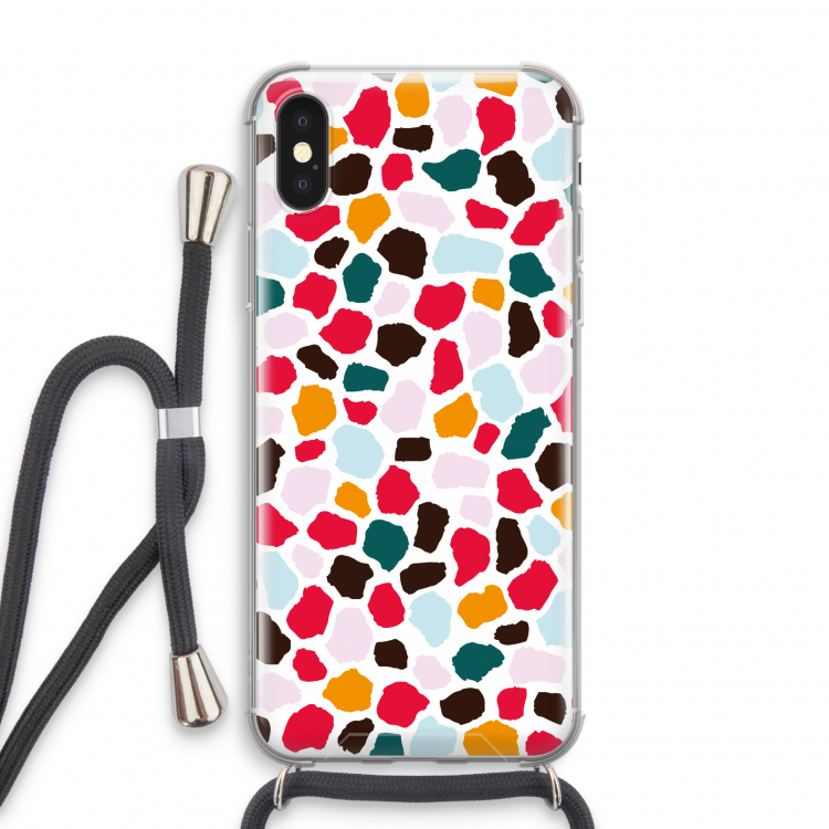 Colored Giraffe: iPhone X Transparant Hoesje met koord