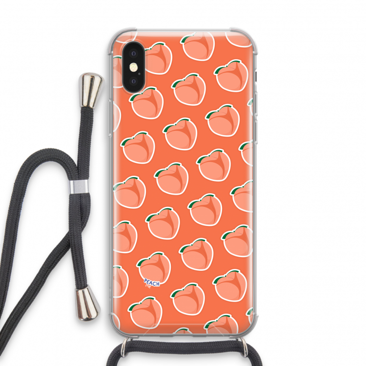 Just peachy: iPhone X Transparant Hoesje met koord