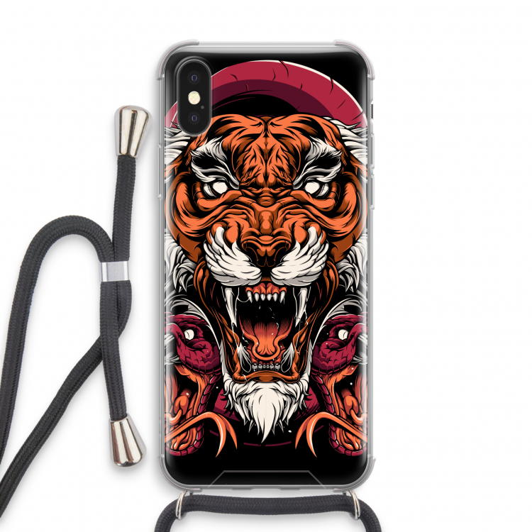 Tiger and Rattlesnakes: iPhone X Transparant Hoesje met koord
