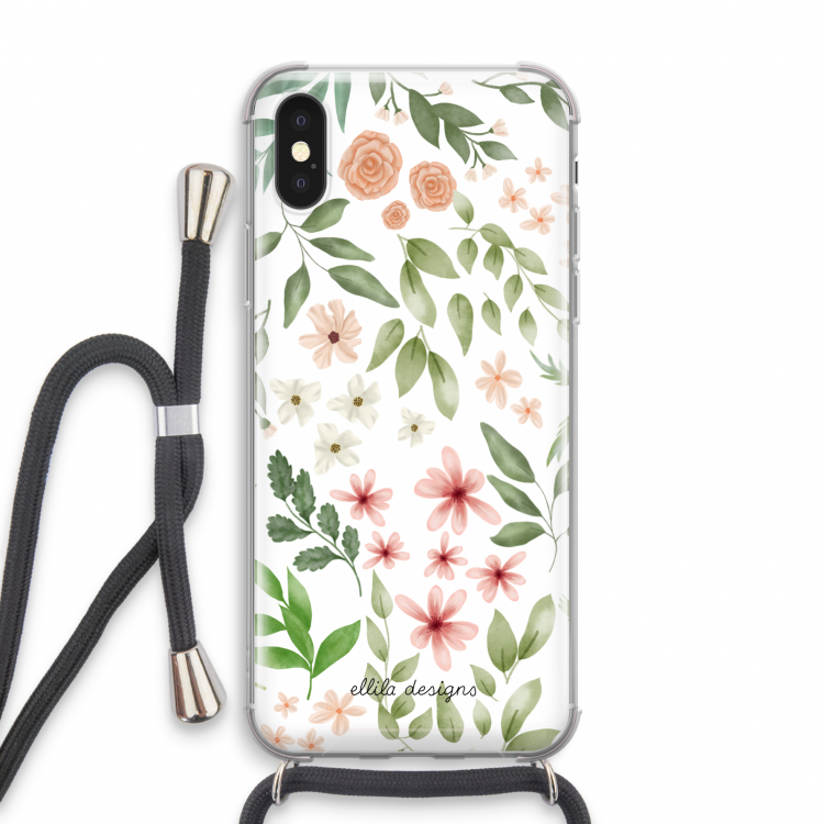 Botanical sweet flower heaven: iPhone X Transparant Hoesje met koord