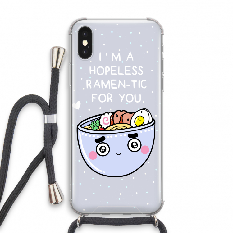 I'm A Hopeless Ramen-Tic For You: iPhone X Transparant Hoesje met koord