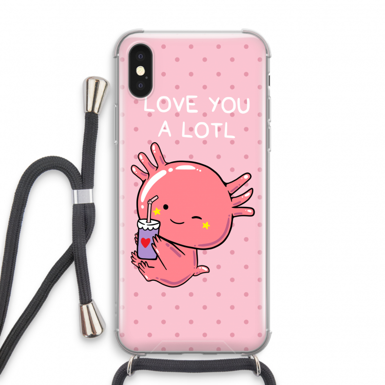 Love You A Lotl: iPhone X Transparant Hoesje met koord