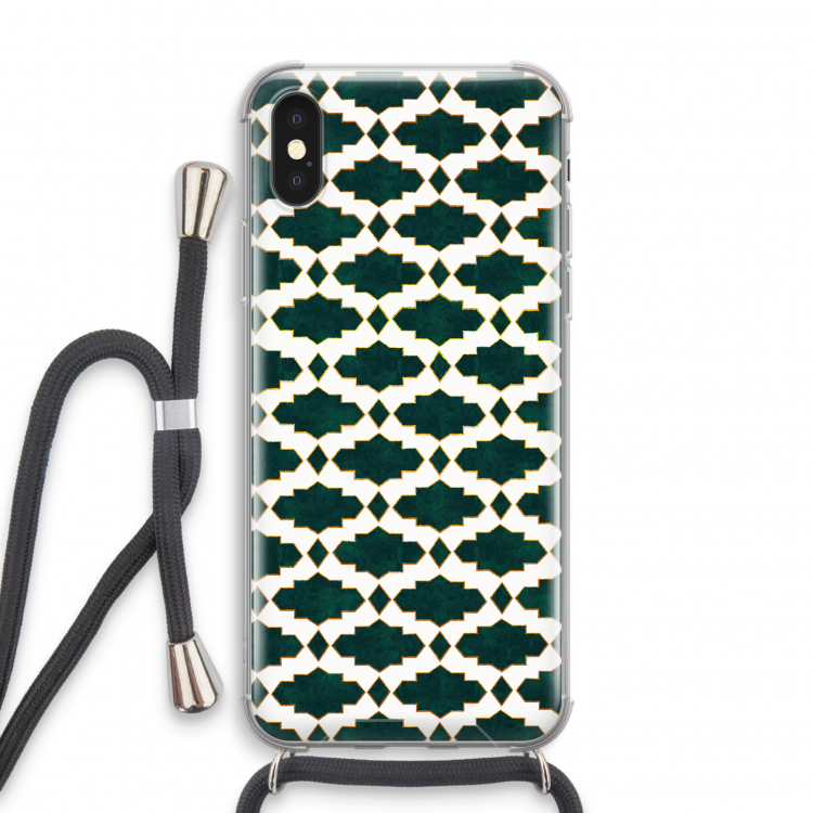 Moroccan tiles: iPhone X Transparant Hoesje met koord