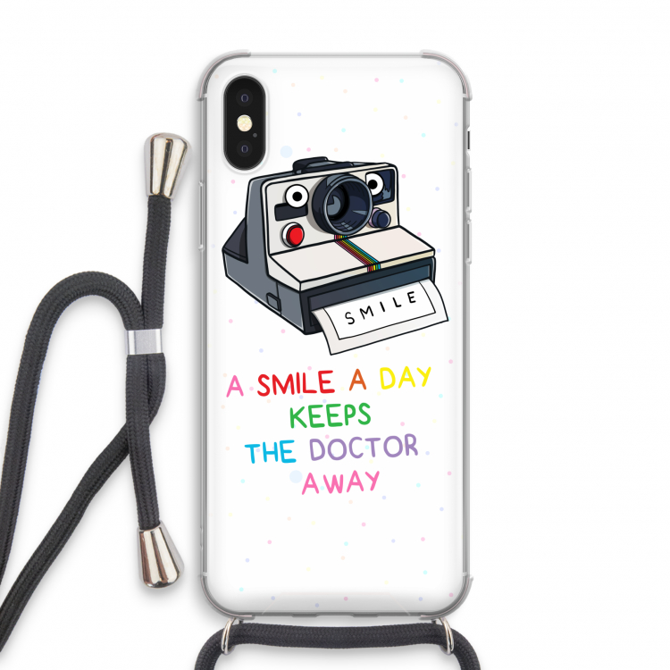 Smile: iPhone X Transparant Hoesje met koord