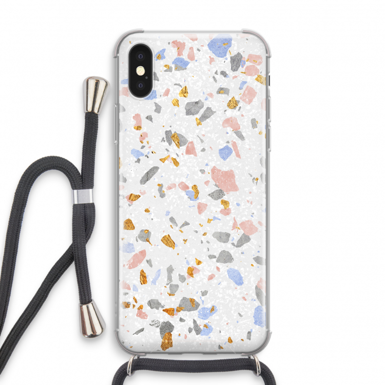 Terrazzo N°8: iPhone X Transparant Hoesje met koord