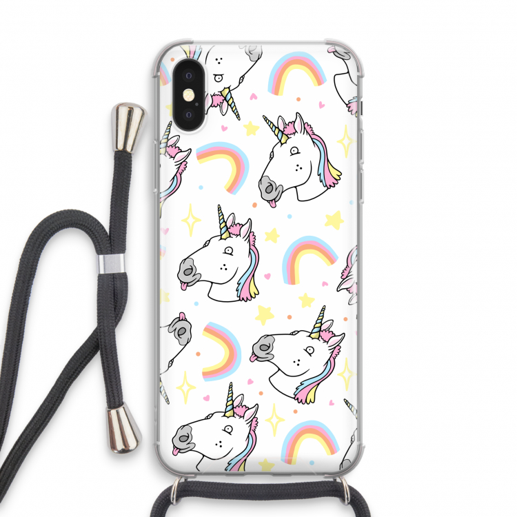 Rainbow Unicorn: iPhone X Transparant Hoesje met koord