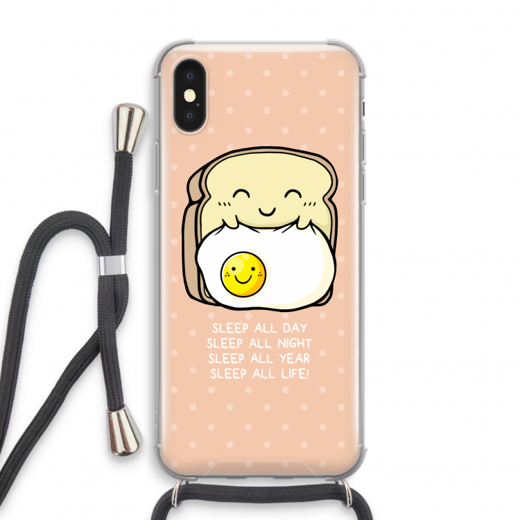 Sleep All Day: iPhone X Transparant Hoesje met koord