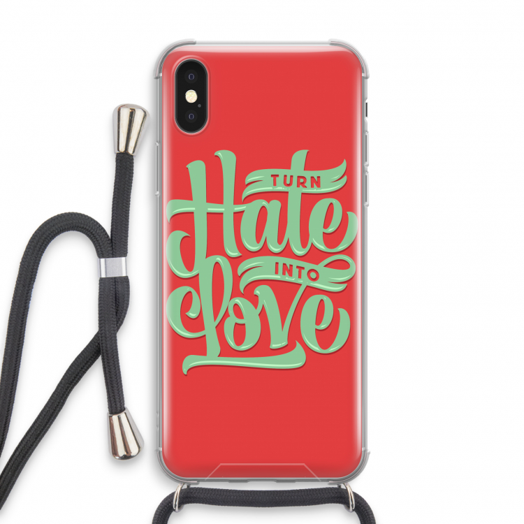 Turn hate into love: iPhone X Transparant Hoesje met koord