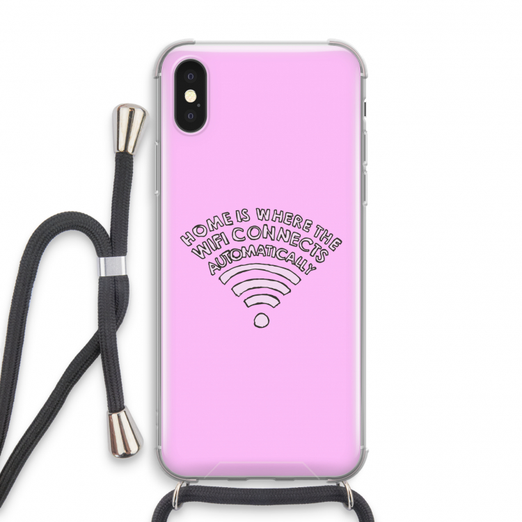 Home Is Where The Wifi Is: iPhone X Transparant Hoesje met koord
