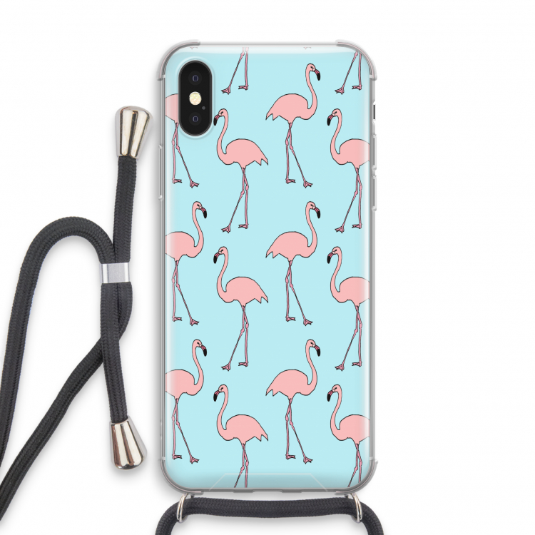 Anything Flamingoes: iPhone X Transparant Hoesje met koord