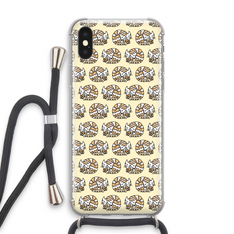 Slapende poes: iPhone X Transparant Hoesje met koord