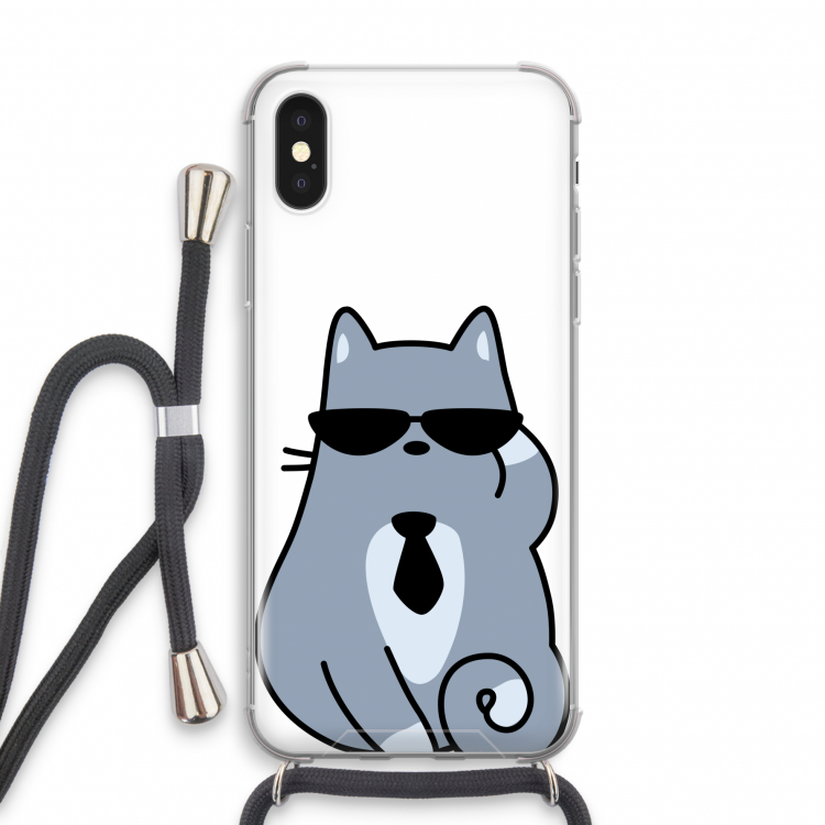 Cool cat: iPhone X Transparant Hoesje met koord