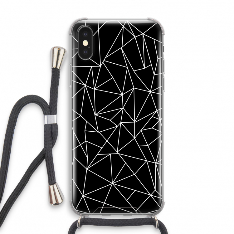 Geometrische lijnen wit: iPhone X Transparant Hoesje met koord
