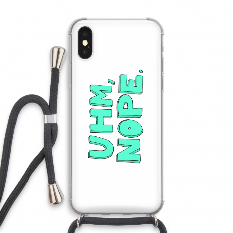 UHM, NOPE.: iPhone X Transparant Hoesje met koord