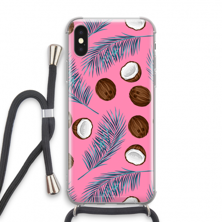 Kokosnoot roze: iPhone X Transparant Hoesje met koord