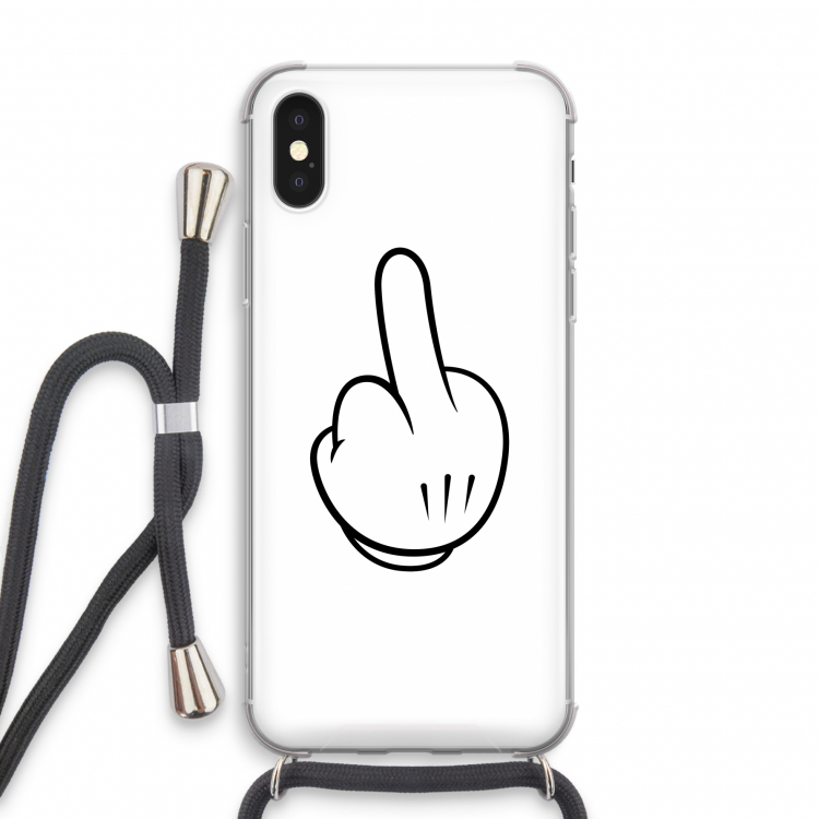Middle finger white: iPhone X Transparant Hoesje met koord