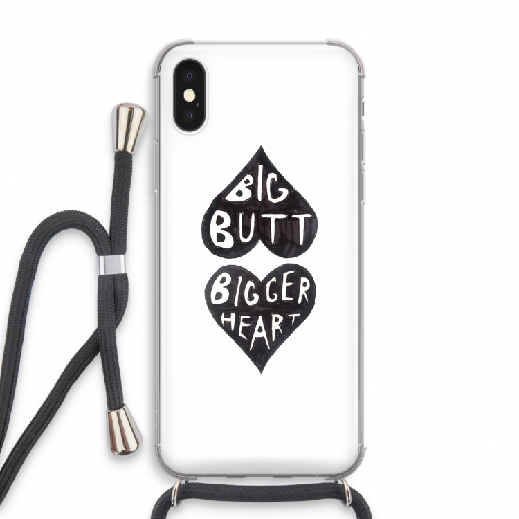 Big butt bigger heart: iPhone X Transparant Hoesje met koord