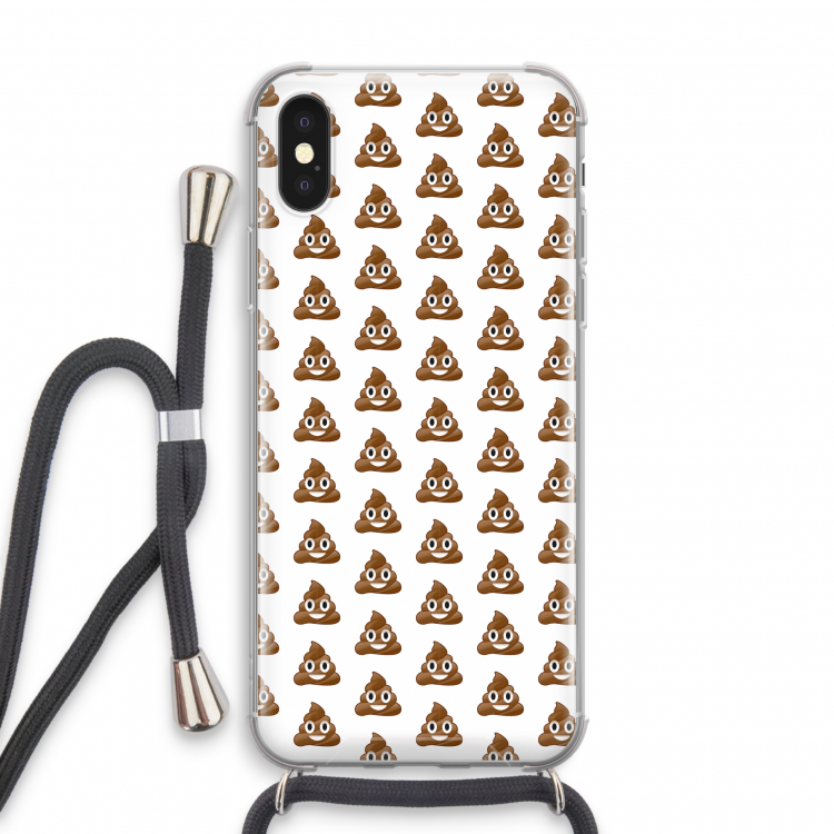 Poop emoji: iPhone X Transparant Hoesje met koord