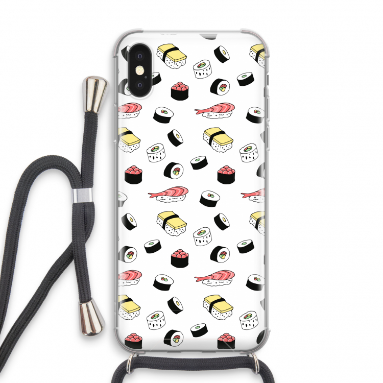 Sushi time: iPhone X Transparant Hoesje met koord