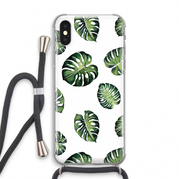 Tropische bladeren: iPhone X Transparant Hoesje met koord