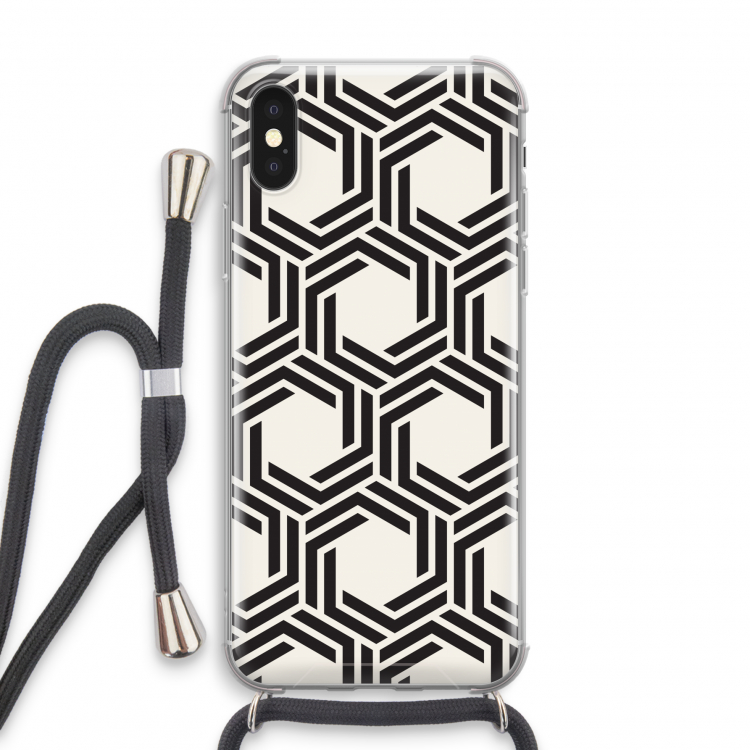 Geometrisch patroon: iPhone X Transparant Hoesje met koord