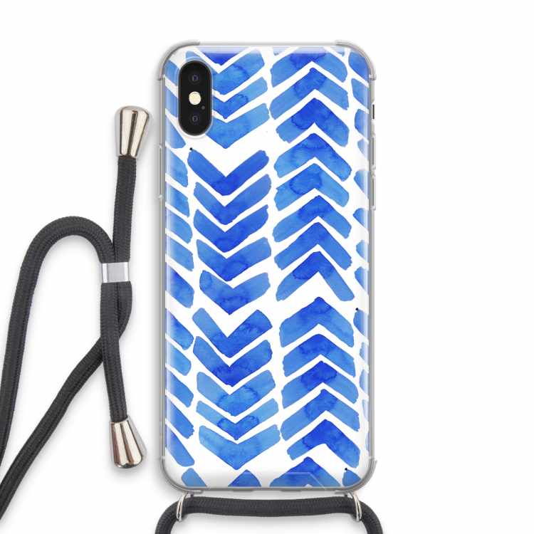 Blauwe pijlen: iPhone X Transparant Hoesje met koord