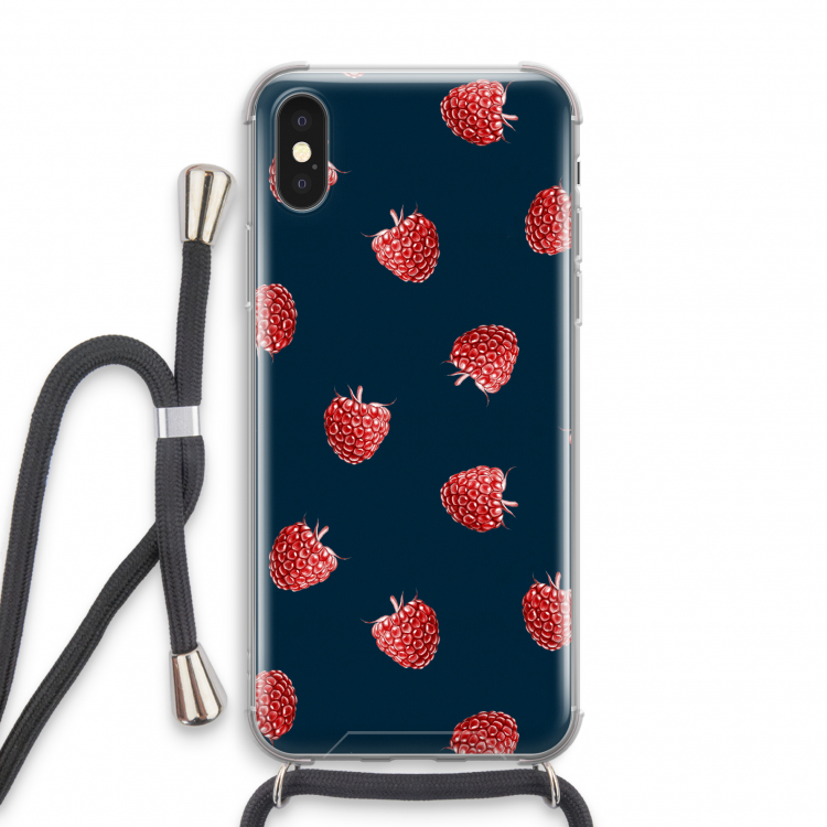 Framboosjes: iPhone X Transparant Hoesje met koord