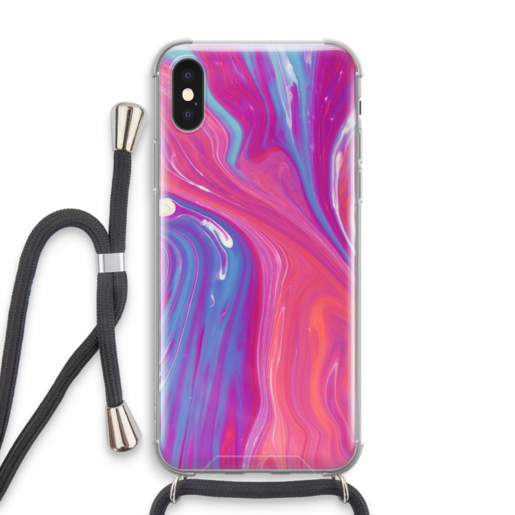 Paarse stroom: iPhone X Transparant Hoesje met koord