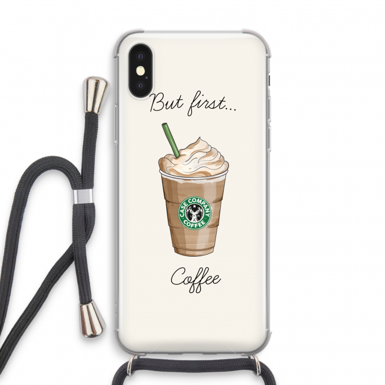 But first coffee: iPhone X Transparant Hoesje met koord