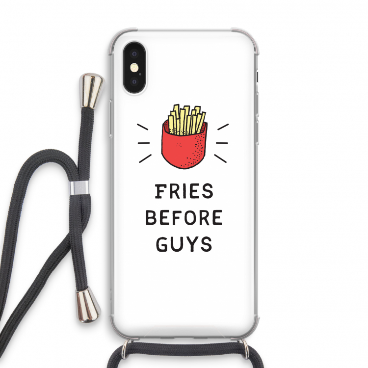 Fries before guys: iPhone X Transparant Hoesje met koord